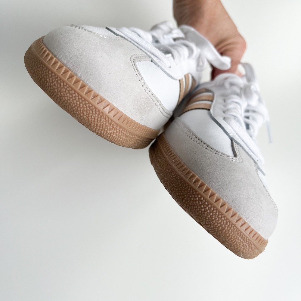Adidas Sambas OG Sneaker Shoes Womens 8.5 White Gold Metallic - Picture 6 of 8